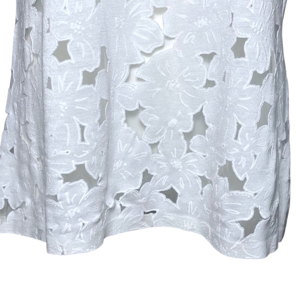 REISS Sofia Capped Sleeve Lace Top White Floral - Size L UK 14/16 US 10/12 - Picture 3 of 7